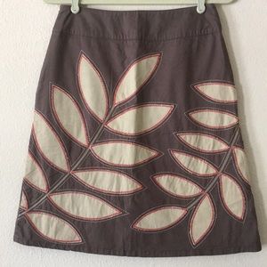Boden Embroidered and Placed Leaf Skirt